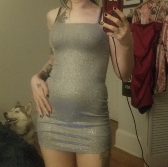 Iridescent blue mini dress - Picture 3 of 5
